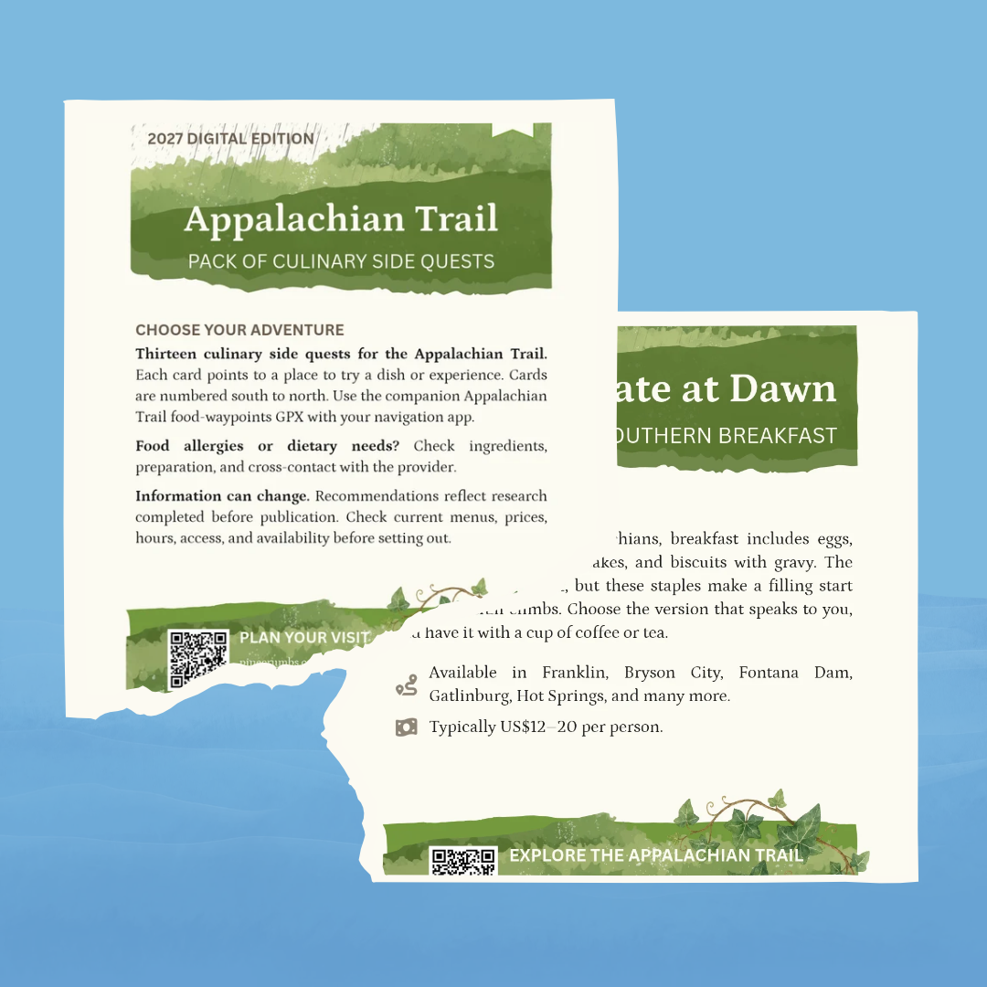 Appalachian Trail Culinary Side Quests 2027 digital pack with sample cards.